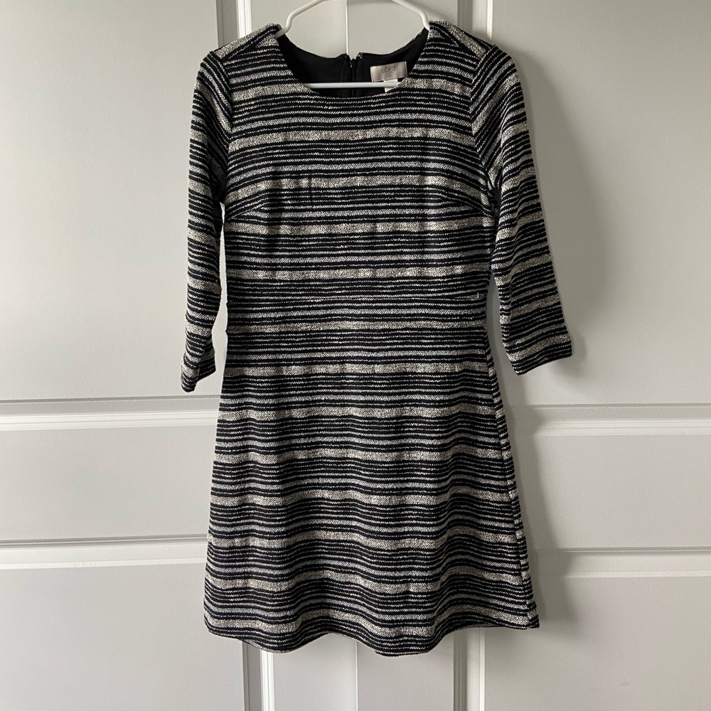 Loft black and white 3/4 sleeve dress